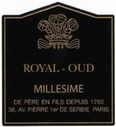 Міжнародна реєстрація торговельної марки № 1094050: ROYAL-OUD MILLESIME DE PÈRE EN FILS DEPUIS 1760 38, AV. PIERRE 1er DE SERBIE PARIS