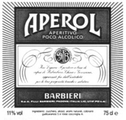 Міжнародна реєстрація торговельної марки № 516671: APEROL APERITIVO POCO ALCOLICO BARBIERI