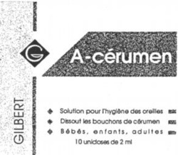 Міжнародна реєстрація торговельної марки № 802926: A-cérumen G GILBERT