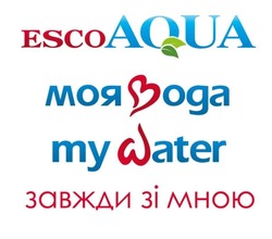 Свідоцтво торговельну марку № 288661 (заявка m201901426): esco aqua; моя вода; my water; завжди зі мною