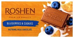 Заявка на торговельну марку № m201809444: roshen; premium quality; bluberries&cookies; bluberries cookies; inspiring milk chocolate