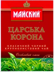 Заявка на торговельну марку № m201200211: майский; царська корона; класичний чорний крупнолистовий чай; особливий смак; special tea system