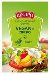 Заявка на торговельну марку № m202302376: 50%; щедро; майонезний соус з екстрактом базиліка; vegans; vegan's mayo