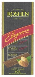 Свідоцтво торговельну марку № 150639 (заявка m201018033): fine chocolate roshen since 1996; elegance; шоколад екстрачорний 60% з подрібненим мигдапем; мигдалем