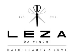Заявка на торговельну марку № m202100678: est.2016; leza; da vinchi; hair beauty&love