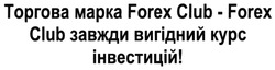 Заявка на торговельну марку № m202116977: торгова марка forex club-forex club завжди вигідний курс інвестицій!