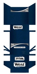 Свідоцтво торговельну марку № 304096 (заявка m201920179): west; blue; always trusted quality; firm touch filter; xl
