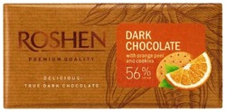 Заявка на торговельну марку № m201809442: roshen; premium; quality; delicious; true dark chocolate; dark chocolate with orange peel and cookies 56% cocoa