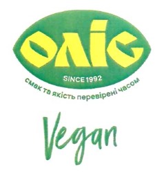 Заявка на торговельну марку № m202316318: since 1992; vegan; смак та якість перевірені часом; оліс