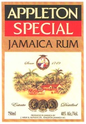 Свідоцтво торговельну марку № 117913 (заявка m200712239): appleton; special; jamaica rum; since 1749; jamaica 1891; london 1862; france 1878; estate distilled