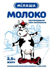 Свідоцтво торговельну марку № 311080 (заявка m201923298): харківський молочний комбінат з 1973; мілаша; молоко; пастеризоване 100% натуральне