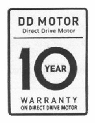 Свідоцтво торговельну марку № 170030 (заявка m201210432): dd motor; 10year; warranty; on direct drive motor