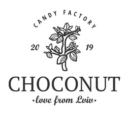 Заявка на торговельну марку № m202023222: 2019; candy factory; choconut; love from lviv