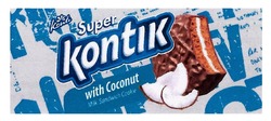 Свідоцтво торговельну марку № 288481 (заявка m201830204): super kontik; with coconut milk sandwich cookie; v