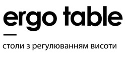 Заявка на торговельну марку № m202001545: ergo table; столи з регулюванням висоти