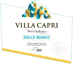 Заявка на торговельну марку № m202017841: 2020; dolce bianco; semi-sweet white; since 20 20; villa capri; wine collection; напівсолодке біле