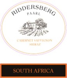 Міжнародна реєстрація торговельної марки № 1034482: RIDDERSBERG PAARL CABERNET SAUVIGNON SHIRAZ SOUTH AFRICA
