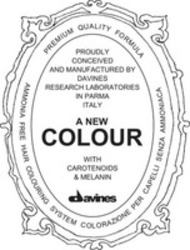 Міжнародна реєстрація торговельної марки № 1151481: PROUDLY CONCEIVED AND MANUFACTURED BY DAVINES RESEARCH LABORATORIES IN PARMA ITALY A NEW COLOUR WITH CAROTENOIDS & MELANIN davines PREMIUM QUALITY FORMULA AMMONIA FREE HAIR