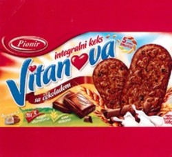 Міжнародна реєстрація торговельної марки № 1328044: Pionir integralni keks Vitanova sa cokoladom