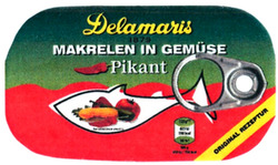 Міжнародна реєстрація торговельної марки № 1328198: Delamaris 1879 MAKRELEN IN GEMÜSE Pikant