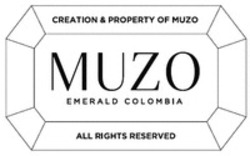 Міжнародна реєстрація торговельної марки № 1373340: CREATION & PROPERTY OF MUZO MUZO EMERALD COLOMBIA ALL RIGHTS RESERVED