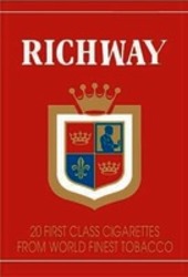 Міжнародна реєстрація торговельної марки № 1455557: RICHWAY 20 FIRST CLASS CIGARETTES FROM WORLD FINEST TOBACCO