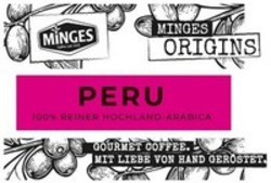Міжнародна реєстрація торговельної марки № 1523110: MiNGES MINGES ORIGINS PERU 100% REINER HOCHLAND-ARABICA GOURMET COFFEE. MIT LIEBE VON HAND GERÖSTET.