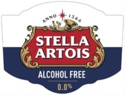 Міжнародна реєстрація торговельної марки № 1561997: ANNO 1366 STELLA ARTOIS ALCOHOL FREE 0.0%