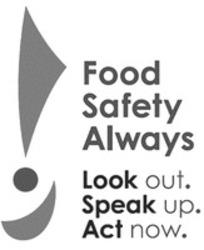 Міжнародна реєстрація торговельної марки № 1632281: Food Safety Always Look out. Speak up. Act now.