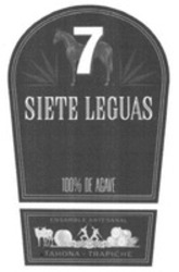 Міжнародна реєстрація торговельної марки № 1867471: 7 SIETE LEGUAS 100% DE AGAVE ENSAMBLE ARTESANAL TAHONA Y TRAPICHE