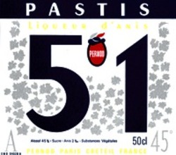 Міжнародна реєстрація торговельної марки № 434656: PASTIS 51