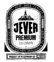 Міжнародна реєстрація торговельної марки № 485992: JEVER PREMIUM