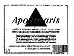 Міжнародна реєстрація торговельної марки № 501493: Apollinaris