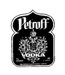 Міжнародна реєстрація торговельної марки № 529733: Petroff VODKA
