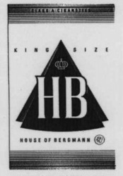 Міжнародна реєстрація торговельної марки № 631204: KING SIZE HB HOUSE OF BERGMANN