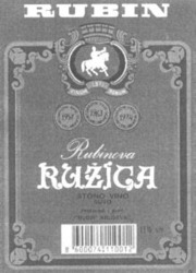 Міжнародна реєстрація торговельної марки № 774467: RUBIN Rubinova RUZICA