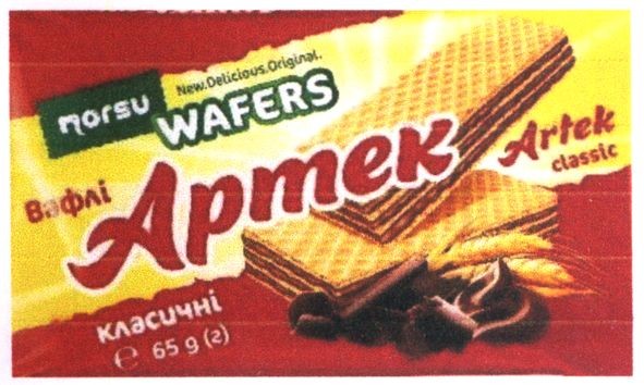 Торговельна марка (заявка m201816484): вафлі артек класичні; apmek; new ...