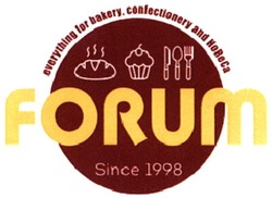 Свідоцтво торговельну марку № 328013 (заявка m202112723): forum; since 1998; everything for bakery, confectionery and horeca
