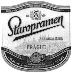 Свідоцтво торговельну марку № 66918 (заявка 20041214008): staropramen; 1869; premium beer; prague; asp