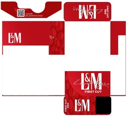 Заявка на торговельну марку № m202517576: зіскануй, щоб дізнатися більше; first cut red; liggett & myers; lm; l&m