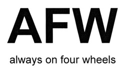 Свідоцтво торговельну марку № 202030 (заявка m201407957): afw; always on four wheels