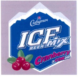 Свідоцтво торговельну марку № 155107 (заявка m201107974): ice beer mix cranberry з соком; славутич