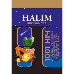 Заявка на торговельну марку № m202121538: halim; premium tea; 1001 ніч; суміш зеленого і чорного цейлонського чаю зі шматочками гуави, джекфрута і папаї