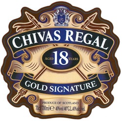 Свідоцтво торговельну марку № 174233 (заявка m201217092): chivas regal; aged 18 years; gold signature; produce of scotland; founded 1801