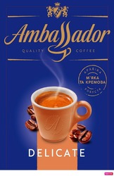 Заявка на торговельну марку № m202026458: ambassador; quality coffee; indulgence in perfection; delicate; арабіка робуста; м'яка та кремова; мяка та кремова