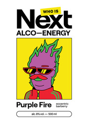 Заявка на торговельну марку № m202408130: alc. 8 % vol - 500 ml; purple fire eccentric barberry; who is next alco-energy