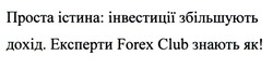 Заявка на торговельну марку № m202101927: проста істина: інвестиції збільшують дохід; експерти forex club знають як!