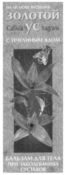 Заявка на торговельну марку № m200711387: на основе растения золотой ус; с пчелиным ядом; бальзам для тела при заболеваниях суставов; callisia fragrans