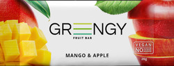 Заявка на торговельну марку № m202213674: no surar added; vegan; 26g; mango & apple; fruit bar; greеngy; grengy