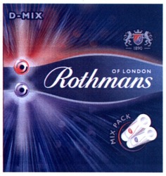 Свідоцтво торговельну марку № 279114 (заявка m201805650): rothmans; d-mix; of london; mix pack; 1890